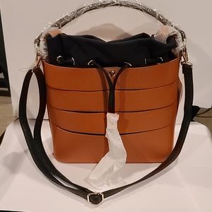 Camel Bucket Purse with Removable Bag